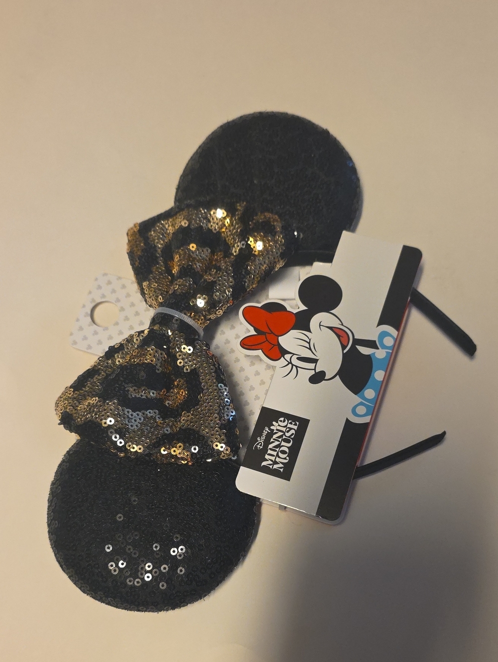 Disney Minnie Mouse Kids Sequin Ear Headband - Black & Gold